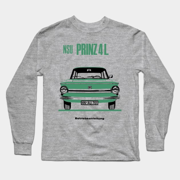 NSU PRINZ 4L - owners handbook Long Sleeve T-Shirt by Throwback Motors